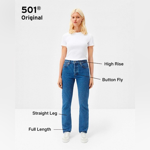 NWOT Levi’s 501 Original Fit Ladies Size 27 Jeans - Medium Blue Wash - Picture 1 of 5